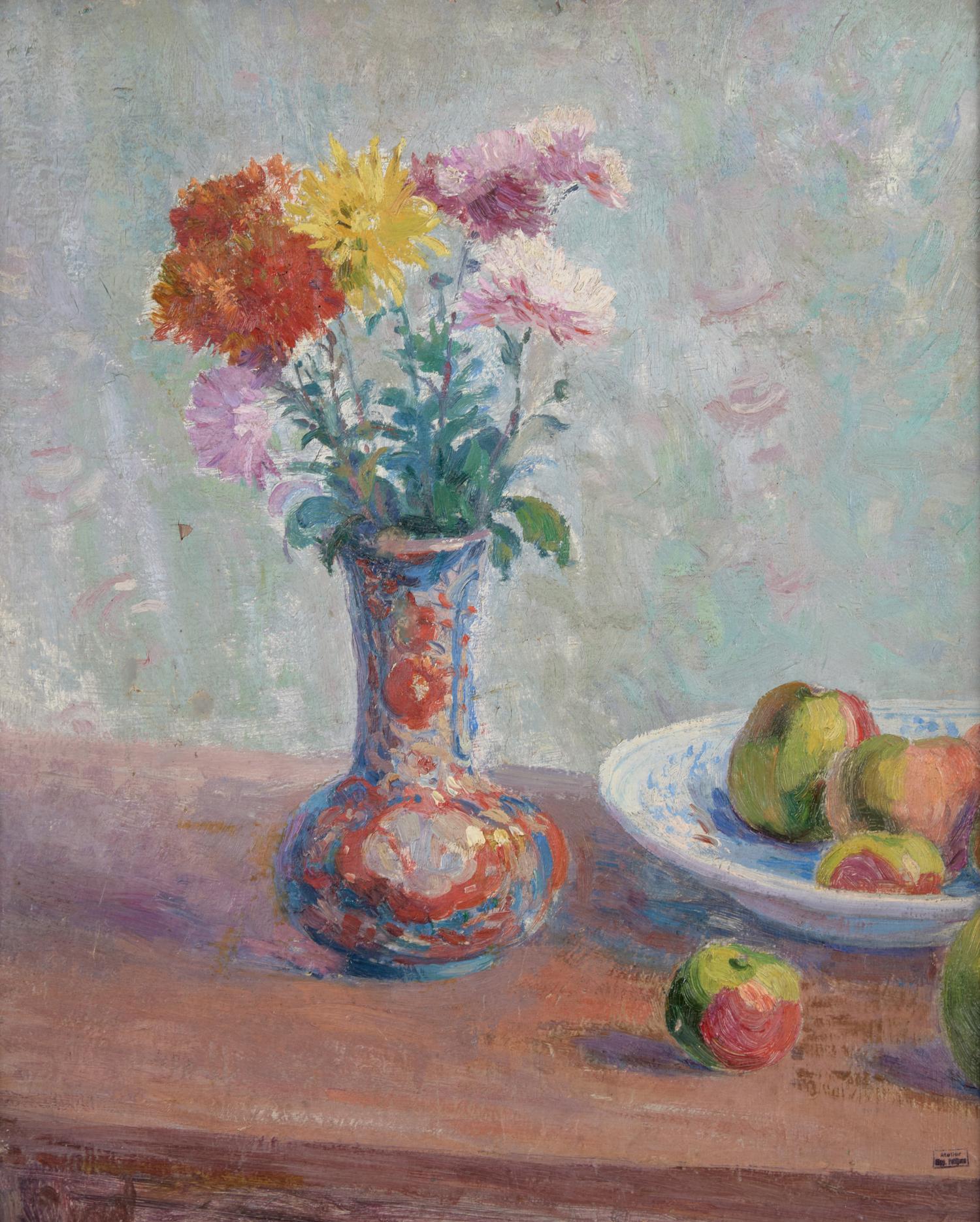 Nature Morte aux Pommes et Chrysanthèmes