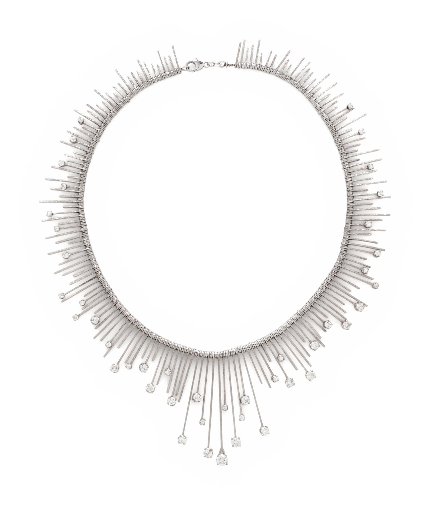 WHITE GOLD AND DIAMOND FRINGE NECKLACE