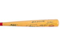 A National Baseball Hall of Fame 50th Anniversary Signed Autograph Bat (23 Signatures, Beckett Authentication Services Letter BAS Certified)
