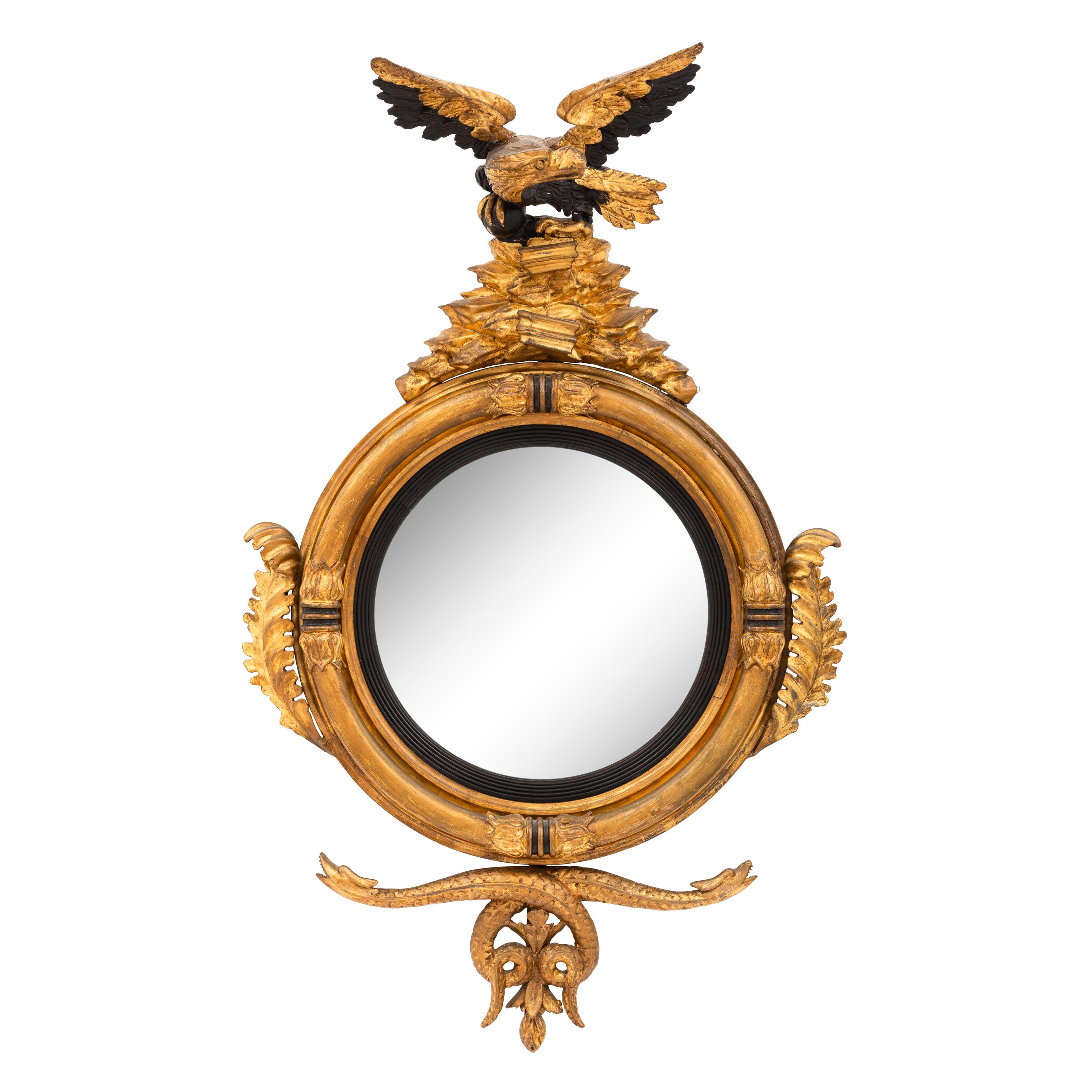 A Regency Giltwood Convex Mirror