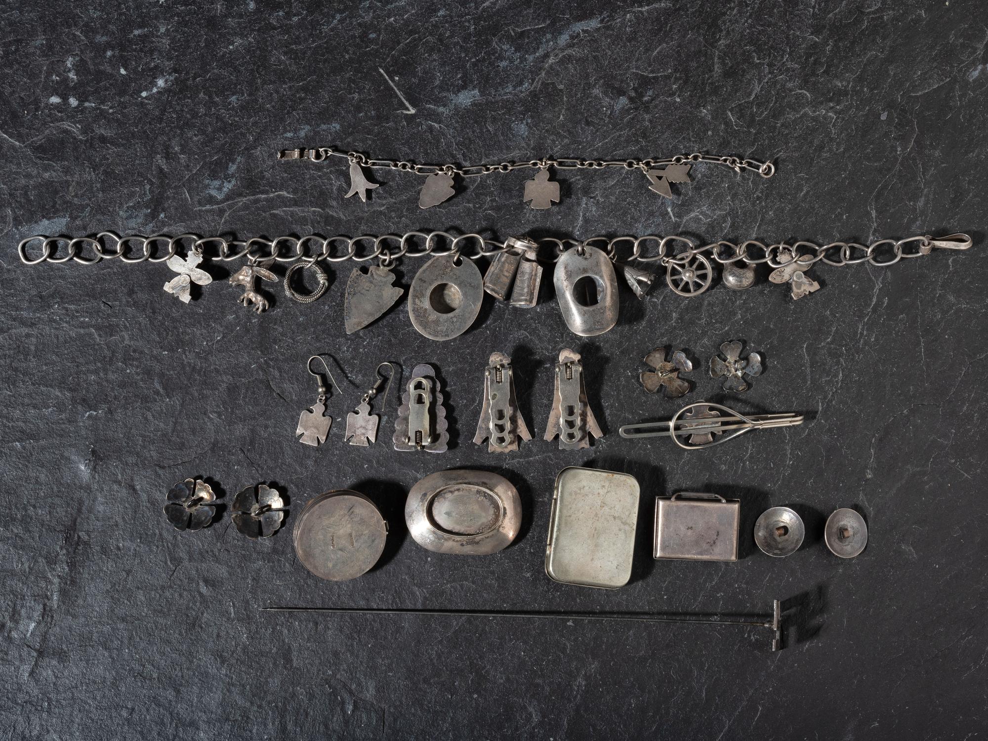Group of Curio Jewelry and Silver Items