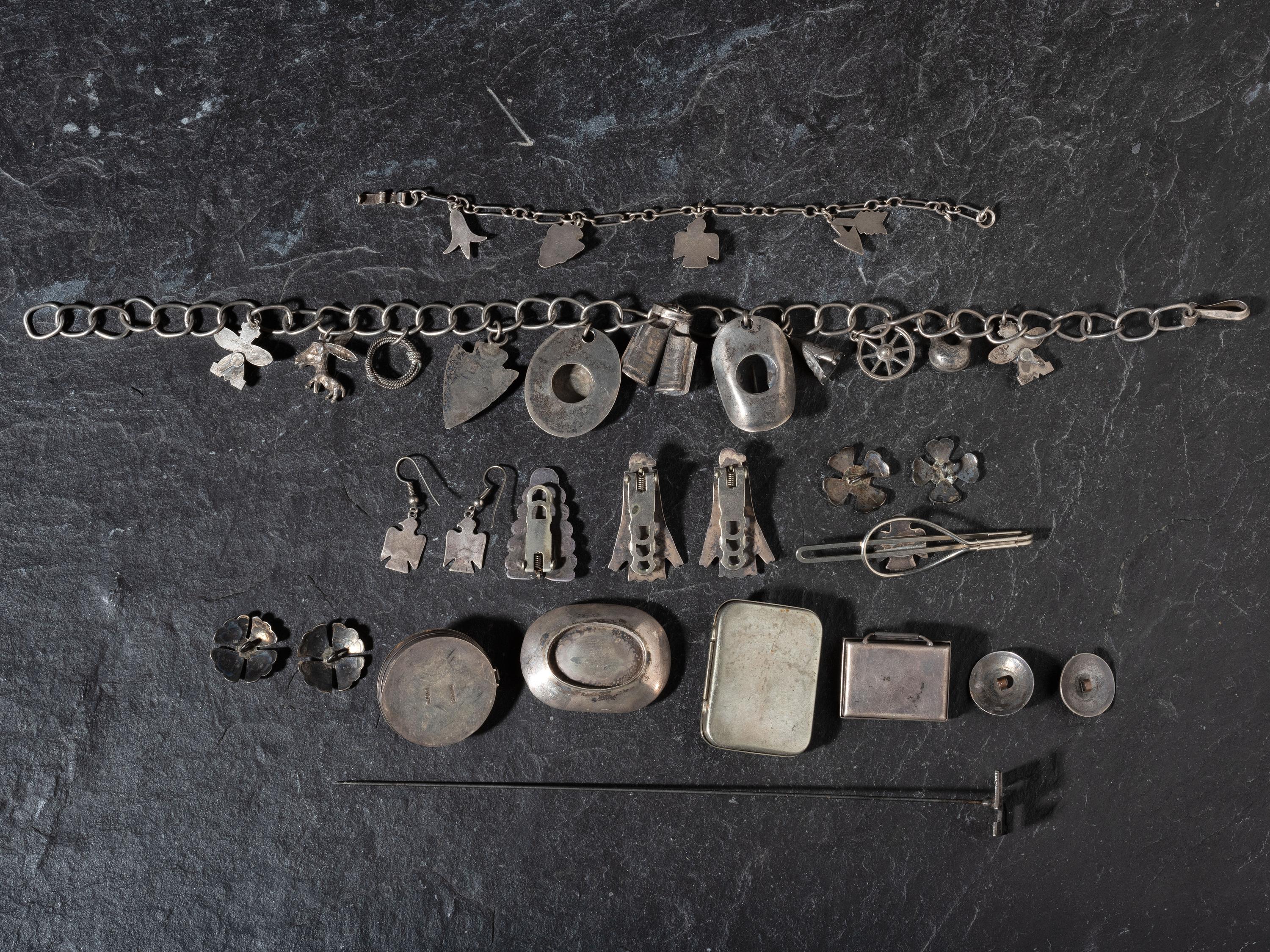 Group of Curio Jewelry and Silver Items