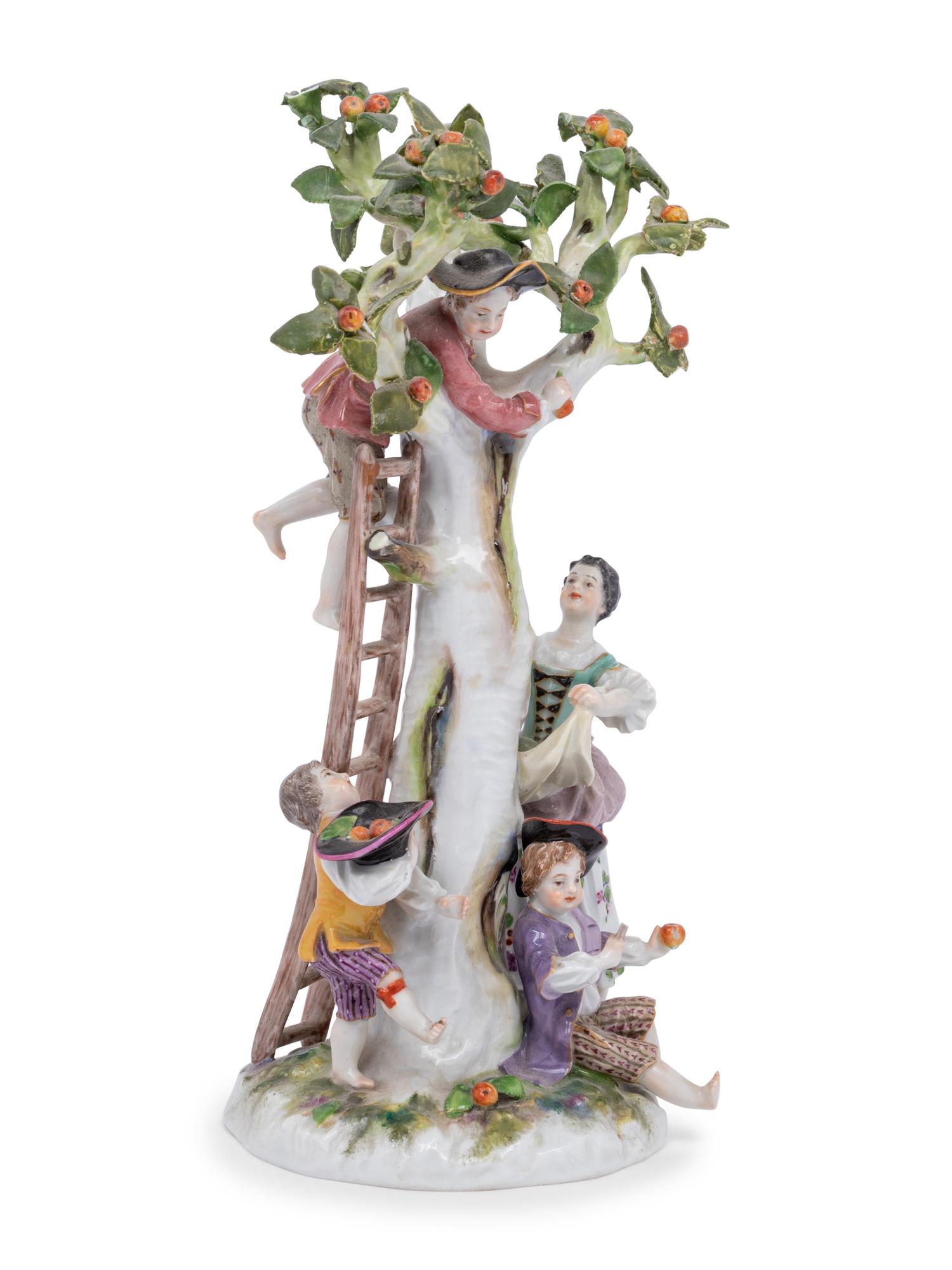 A Meissen Porcelain Group of Figures Around a Tree