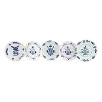 A Collection of Five Delft Blue and White Decorated Plates