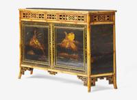 A French Japanesque bamboo and lacquer sideboard, 20th century