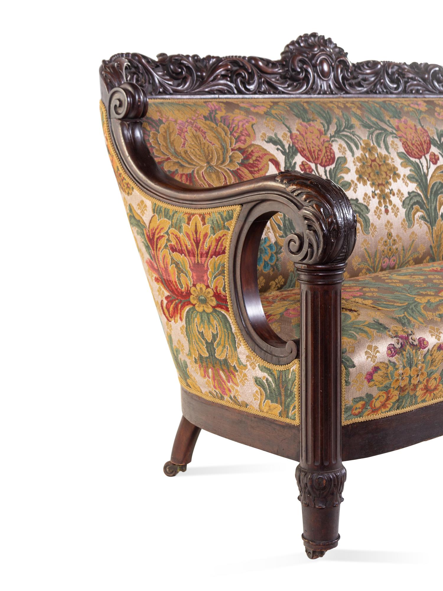 A Karpen Carved Mahogany Sofa
