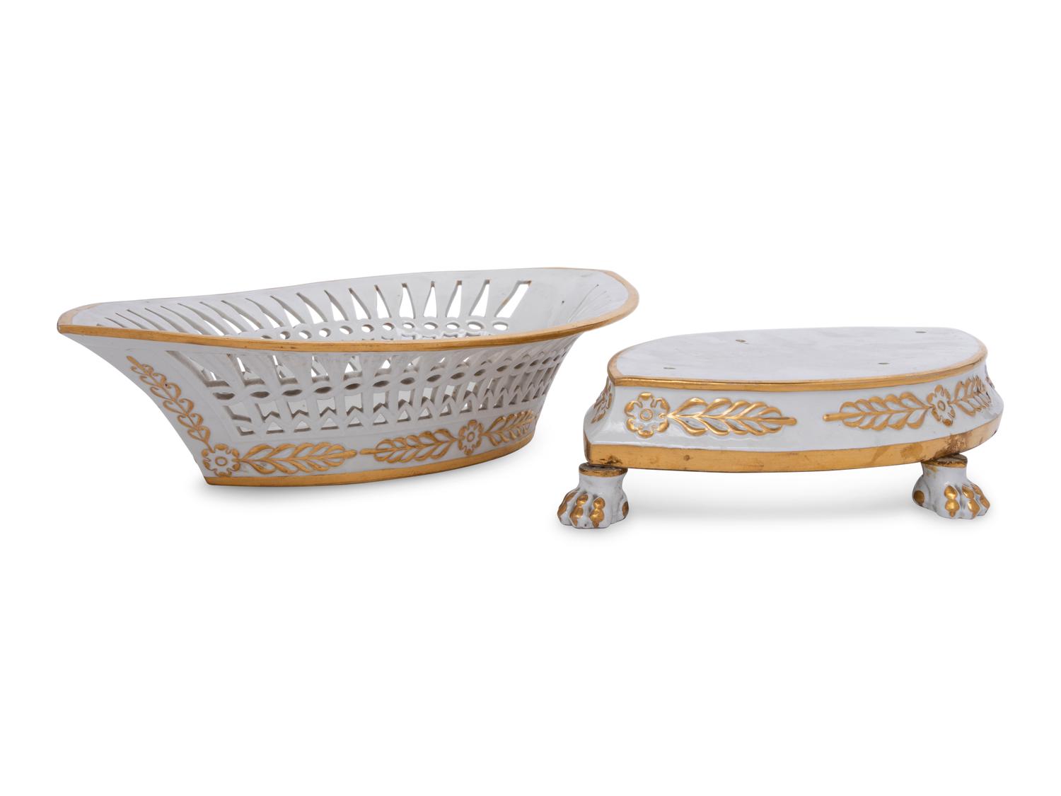 A Sèvres Style Porcelain Centerpiece Basket and Stand