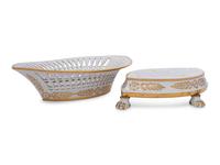 A Sèvres Style Porcelain Centerpiece Basket and Stand