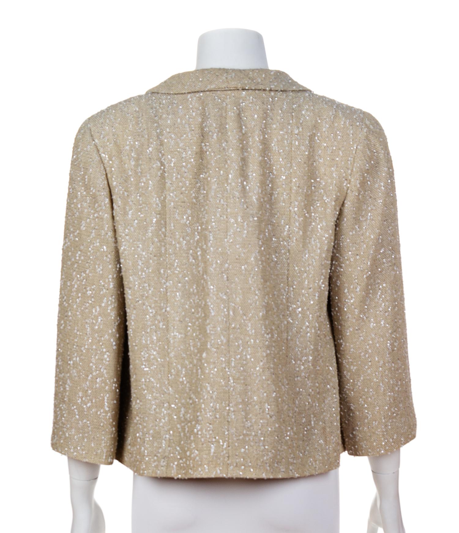 A Chanel Taupe Wool and Metallic Thread Jacket and Camisole, No size.