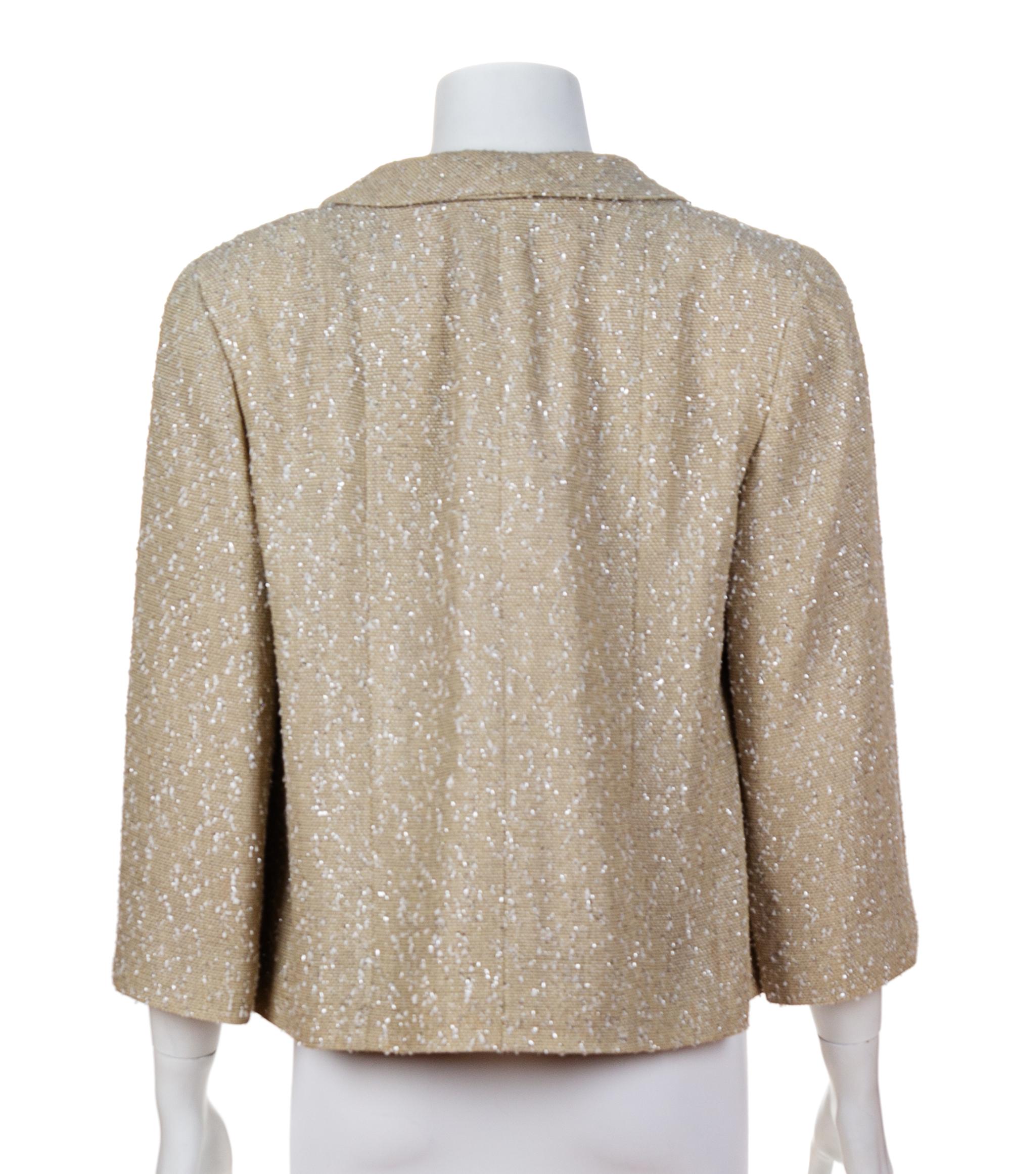 A Chanel Taupe Wool and Metallic Thread Jacket and Camisole, No size.