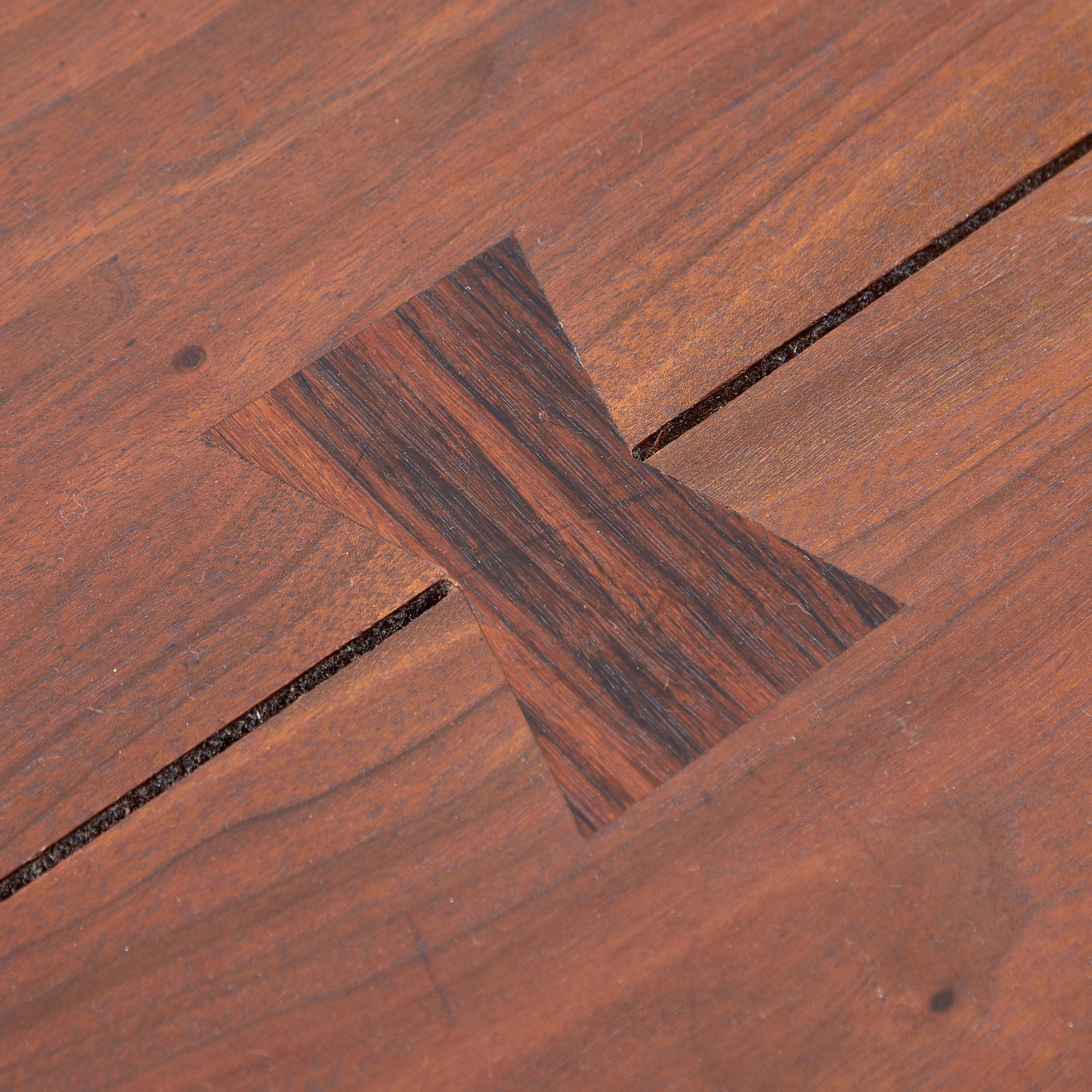 Trestle dining table with 3 butterfly joints, 1977