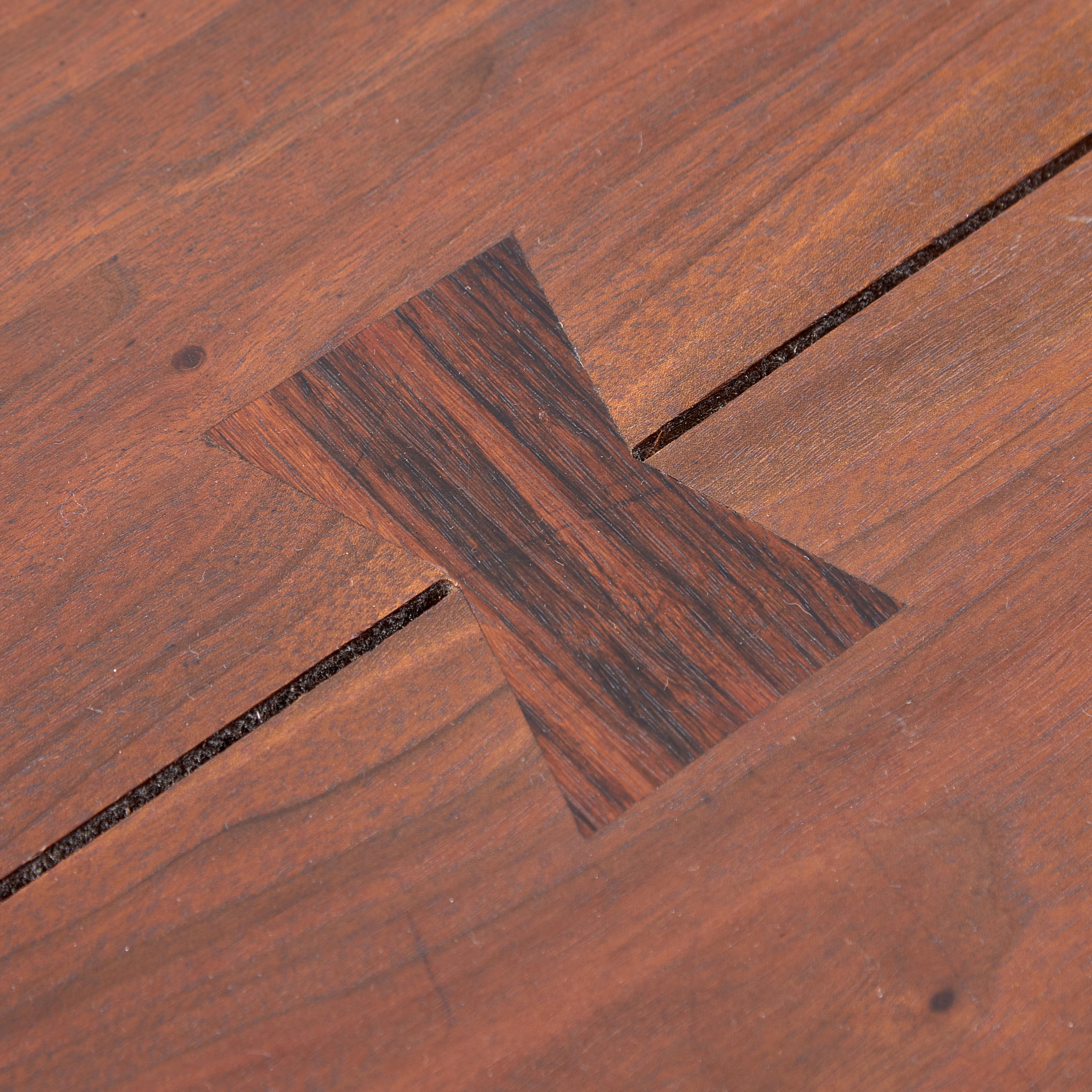 Trestle dining table with 3 butterfly joints, 1977