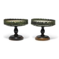 A Pair of Turned and Painted Wood, Tin, and Marble Tazzas