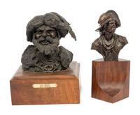 A Pair of Bronze Busts of Western Gentlemen, by Joseph Velazquez and James Collender
