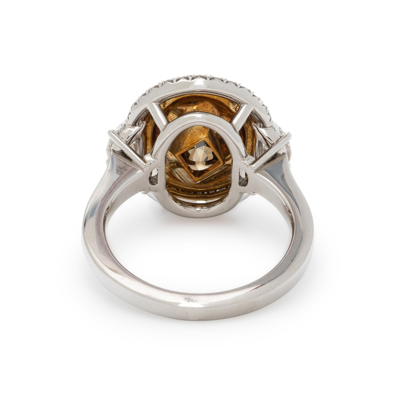 FANCY DARK YELLOWISH BROWN DIAMOND AND DIAMOND RING
