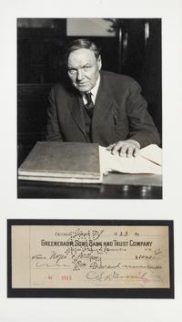 DARROW, Clarence (1857-1938). Printed check, signed and accomplished in holograph, 29 June 1923. Drawn on Greenebaum Sons Bank and trust Company, for $1,000.00, payable to Noyes & Jackson.