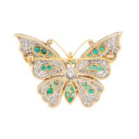 DIAMOND AND EMERALD BUTTERFLY BROOCH
