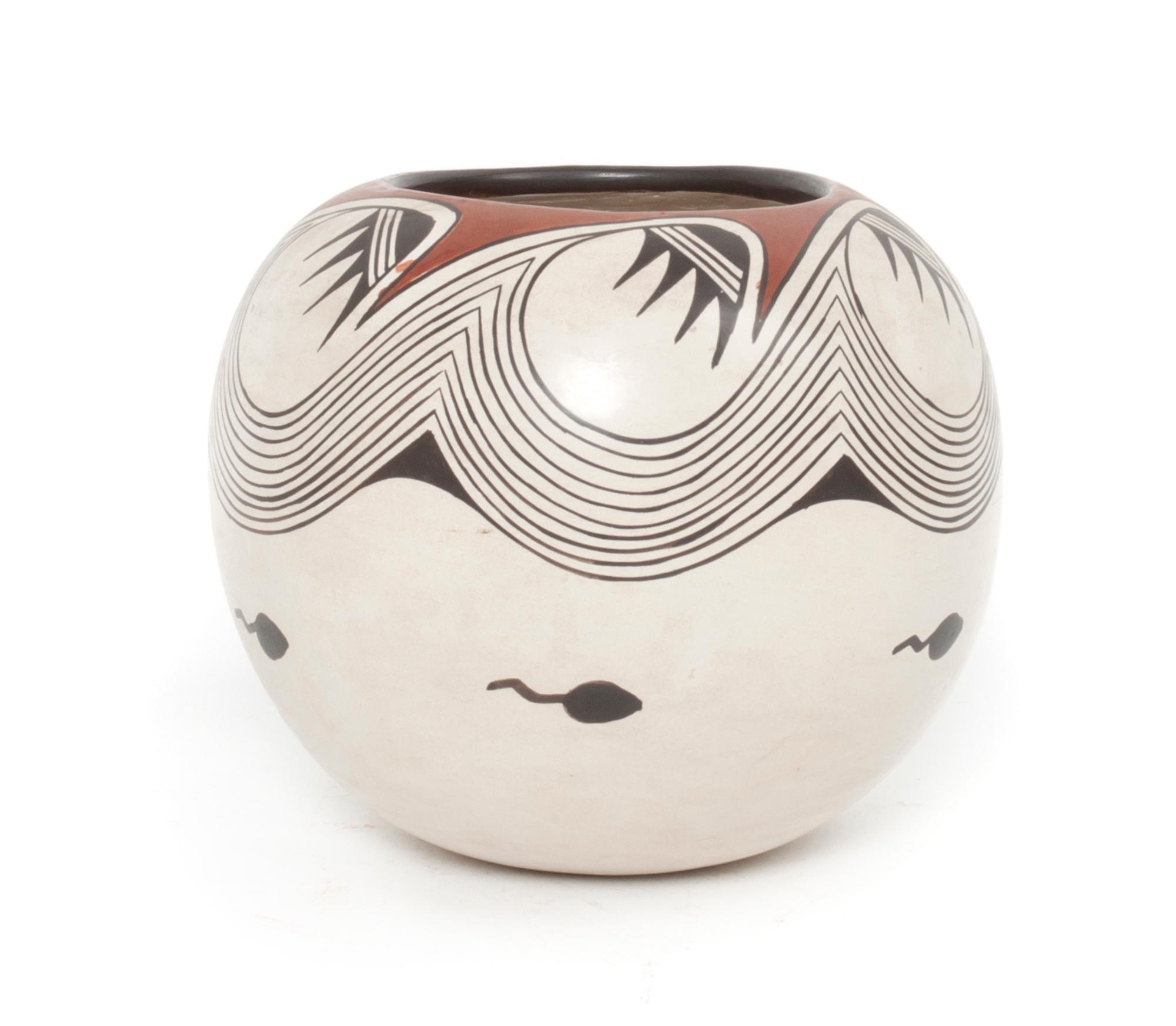 Helen Naha "Feather Woman" (1922–1993), Hopi Height 5 x diameter 6 inches.