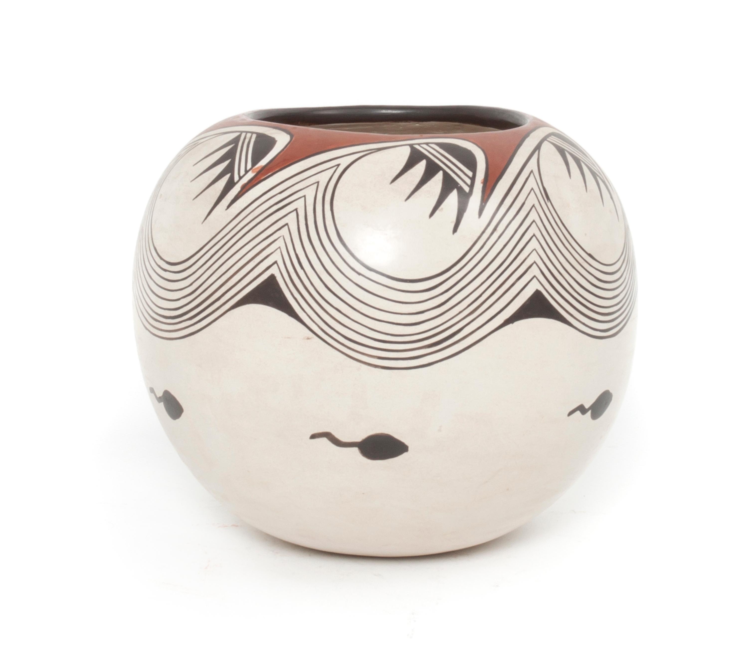Helen Naha "Feather Woman" (1922–1993), Hopi Height 5 x diameter 6 inches.