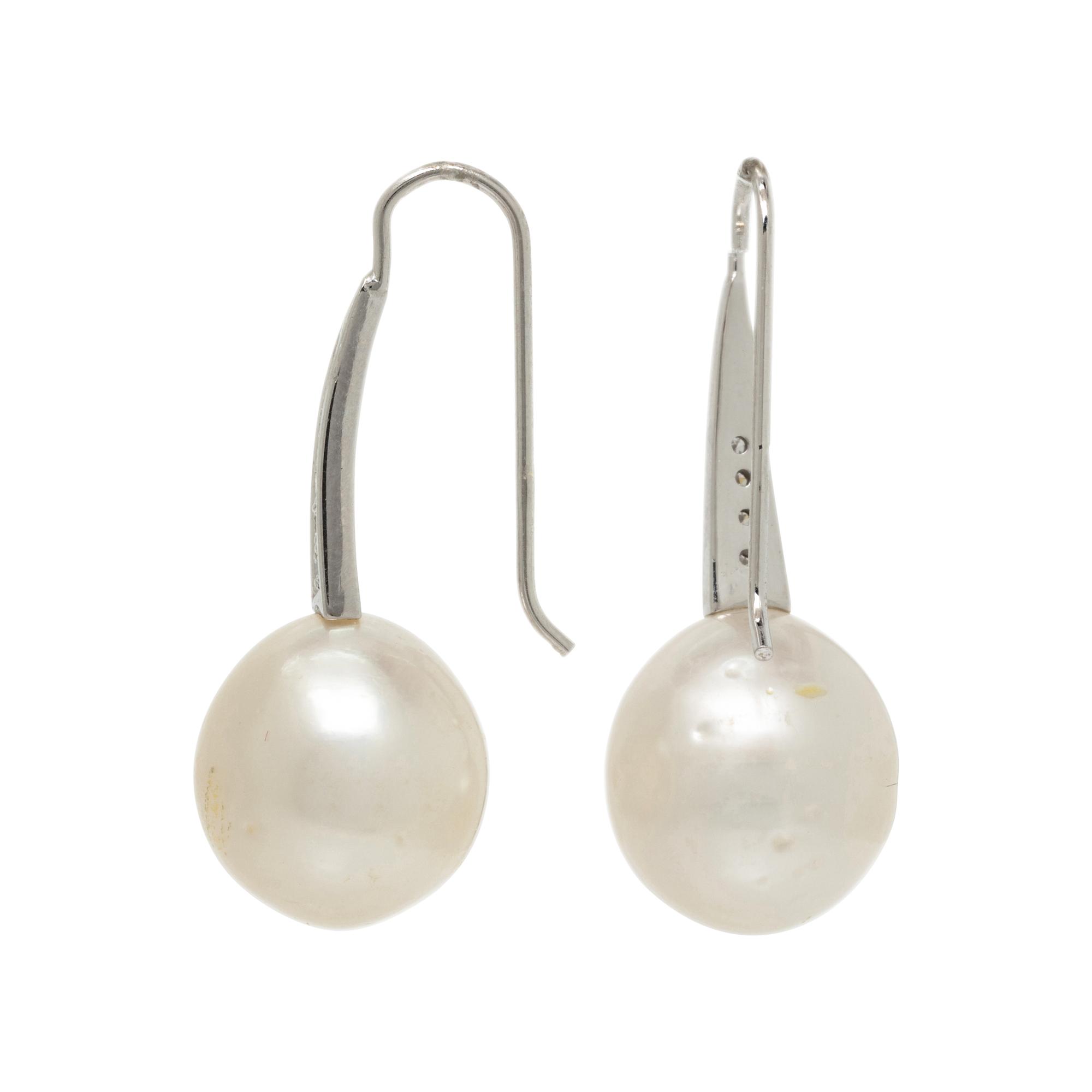 CULTURED PEARL AND DIAMOND EARRINGS