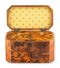 A Regency Tortoise Shell Octagonal Tea Caddy