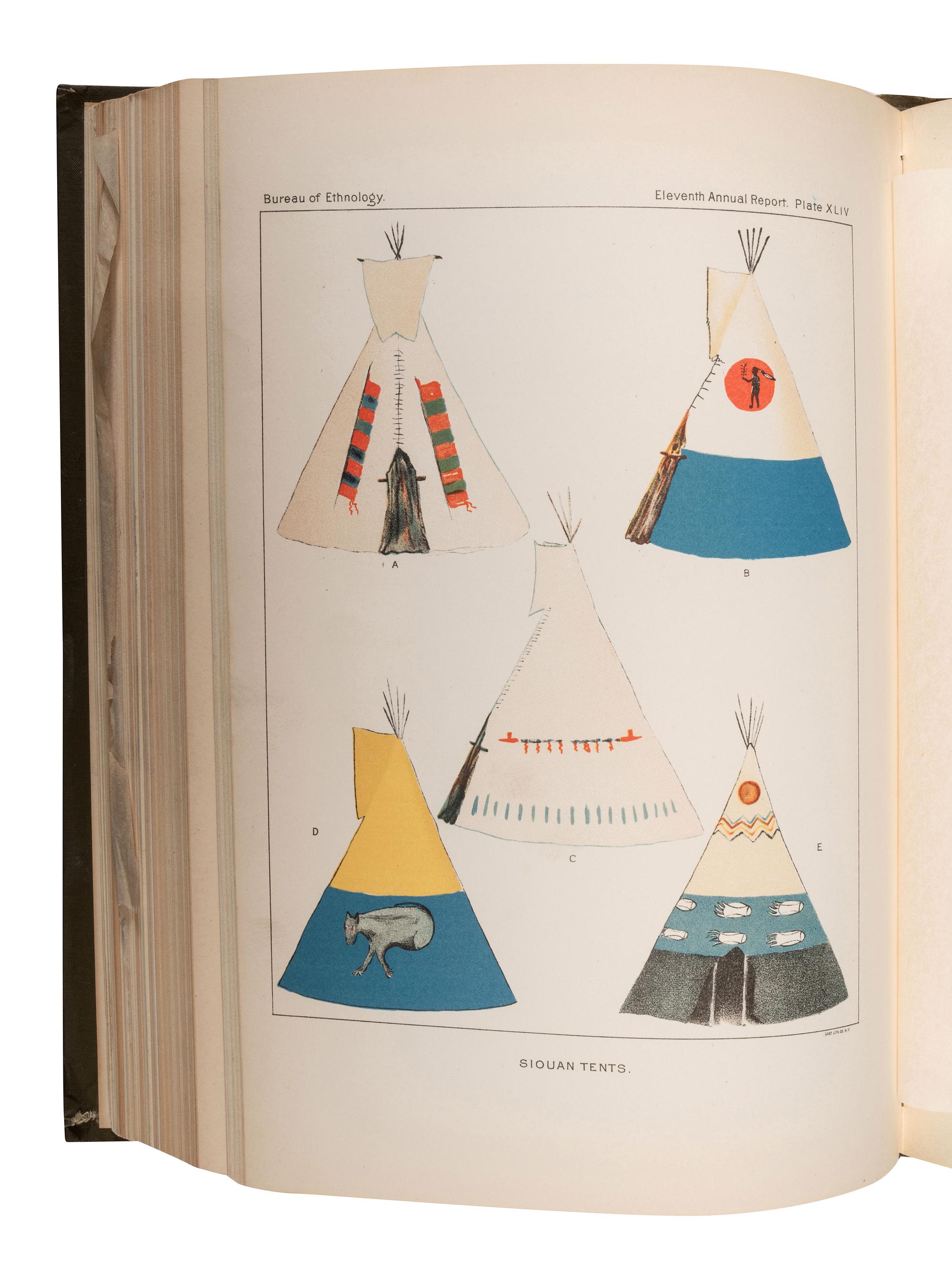 [NATIVE AMERICANS - ETHNOLOGY]. A group of ethnology reports and books regarding the Ojibwe, Sioux, and broad studies of tribes in North and South America, comprising: