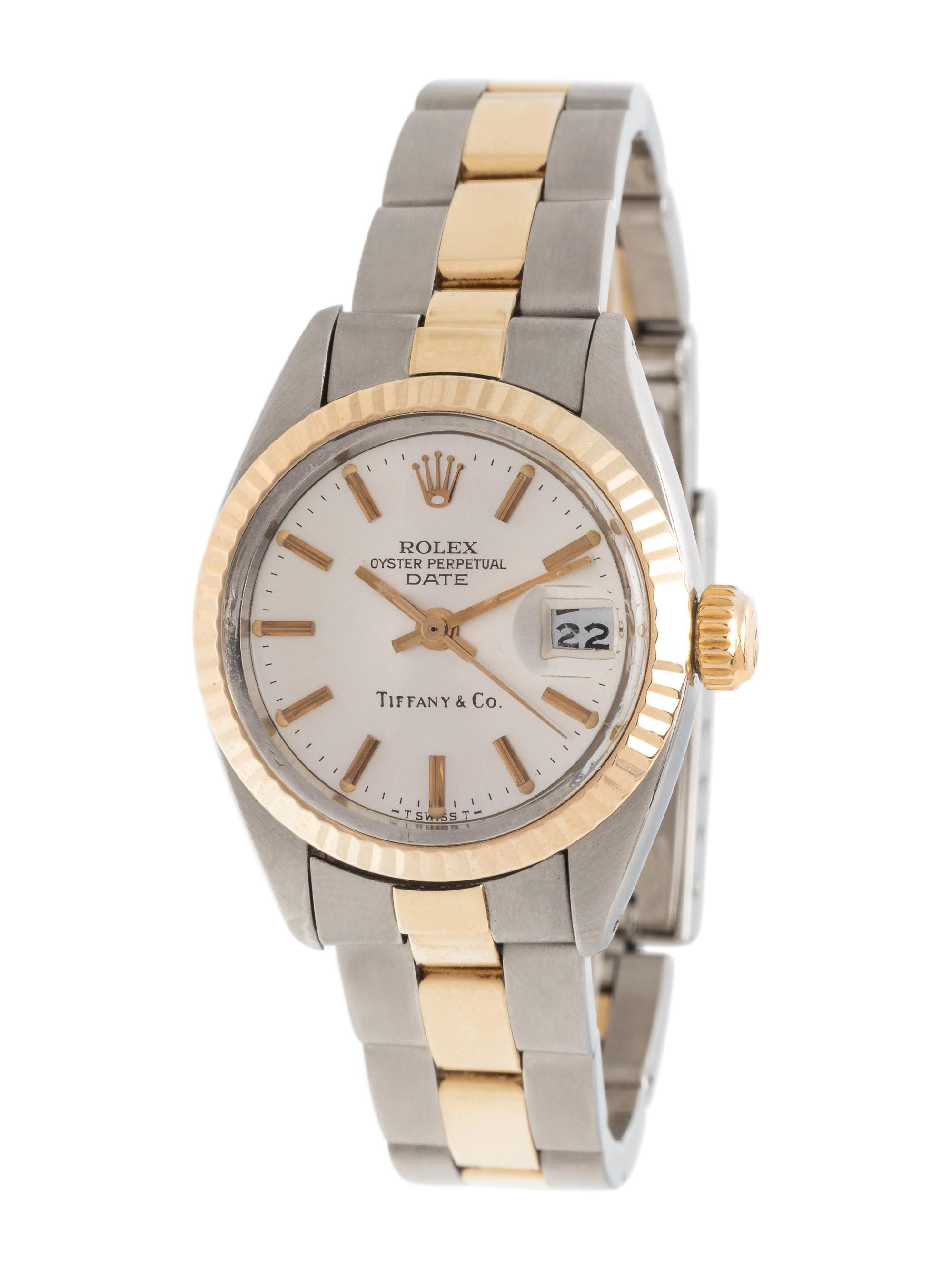 ROLEX, TIFFANY & CO., STAINLESS STEEL AND YELLOW GOLD REF. 6917 'OYSTER PERPETUAL DATE' WRISTWATCH, CIRCA 1981