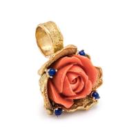 CORAL AND LAPIS LAZULI ROSE PENDANT