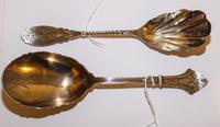 Two American Silver Flatware Servers, , comprising a spoon with an engraved monogram, George Sharp, Philadelphia, PA and a coin silver