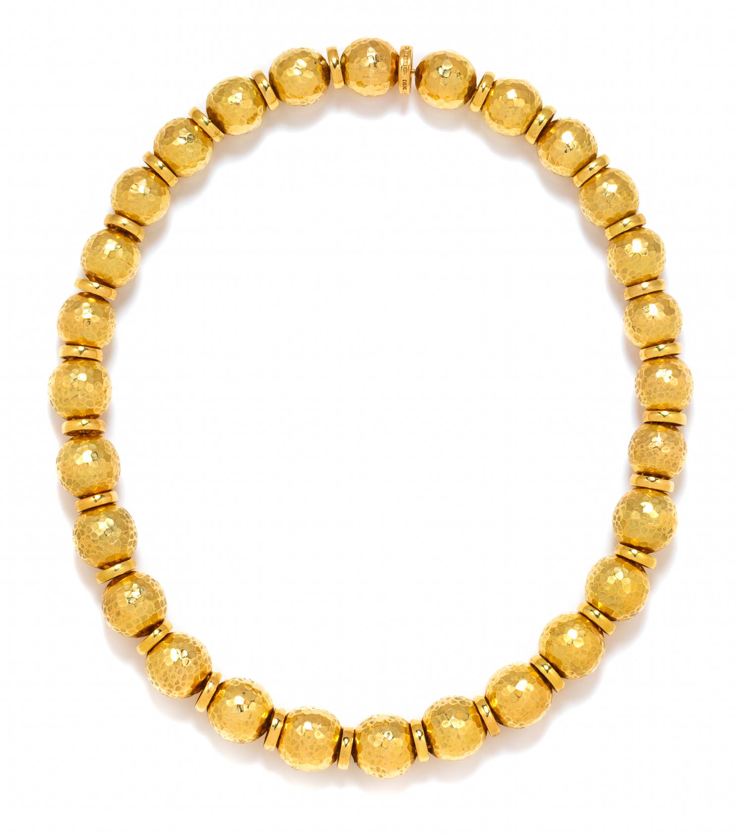 An 18 Karat Yellow Gold Bead Necklace, David Webb, 113.50 dwts.
