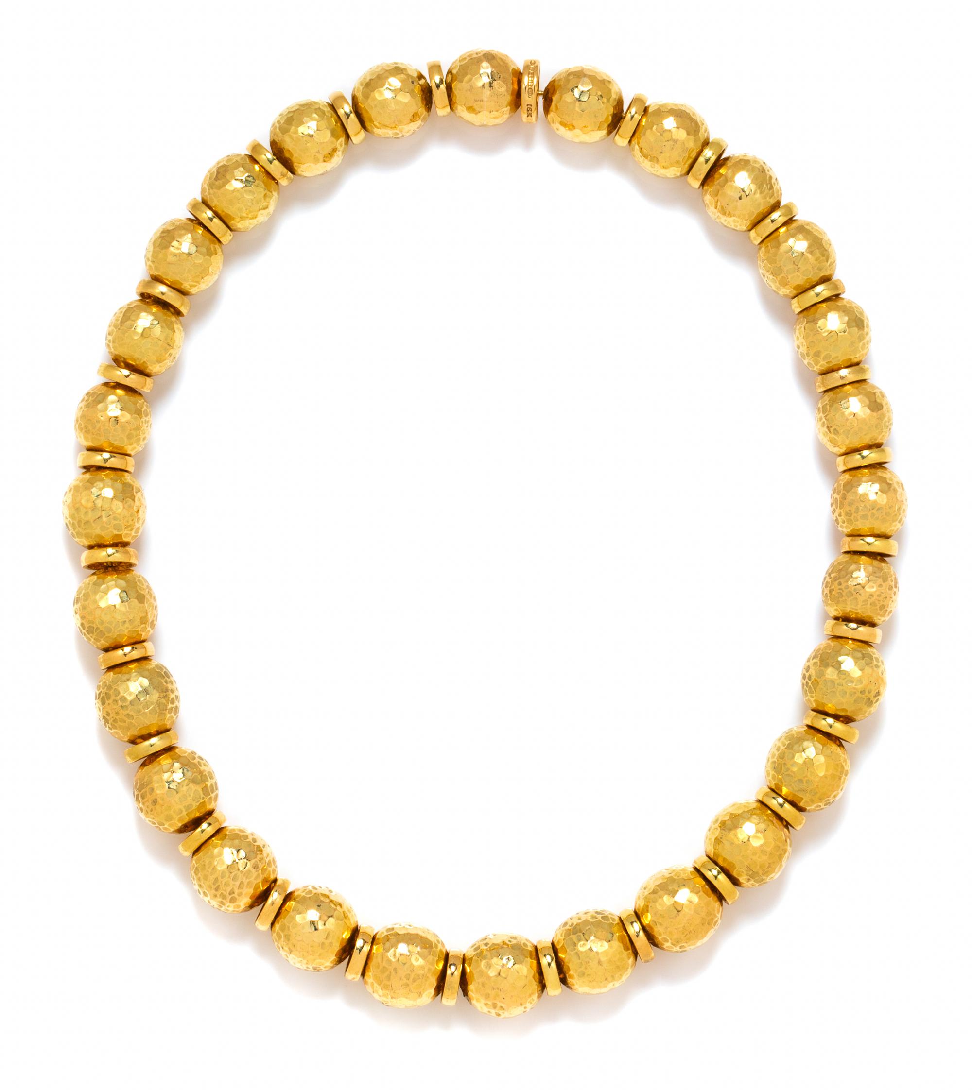 An 18 Karat Yellow Gold Bead Necklace, David Webb, 113.50 dwts.
