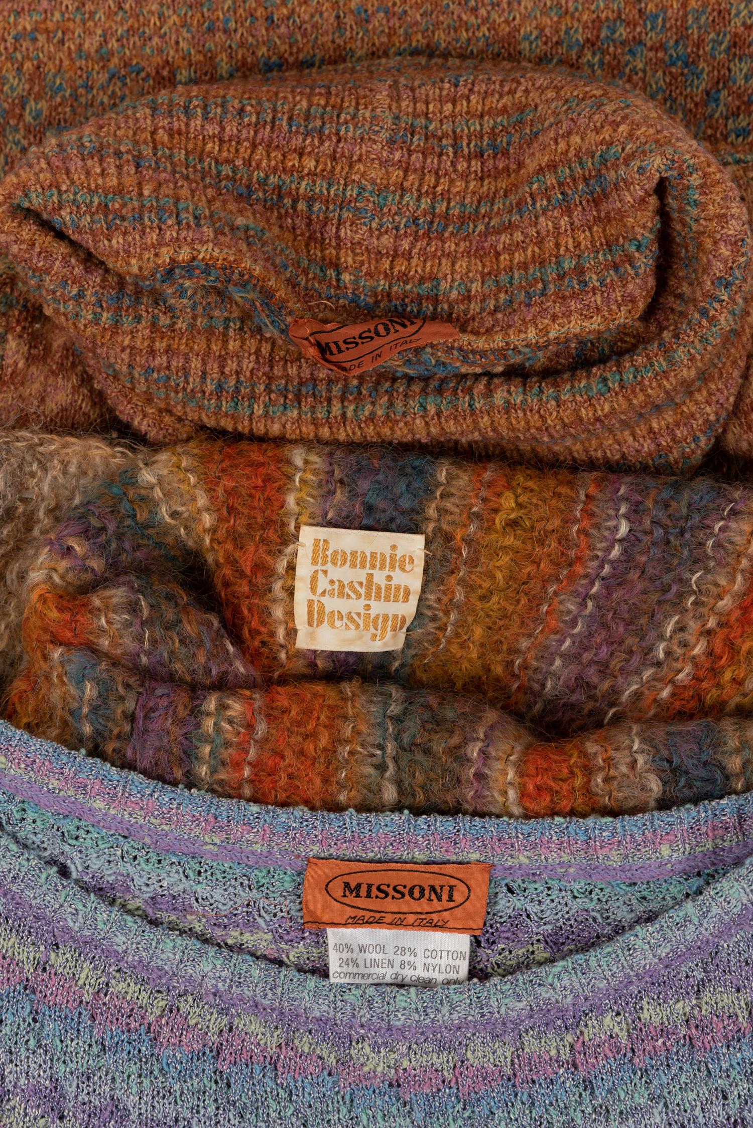 Three Knit Items: One Missoni Top, One Missoni Dress, One Bonnie Cashin Top, 1970-1980s