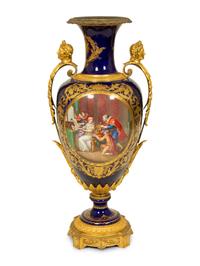 A Sevres Style Gilt Bronze Mounted Porcelain Covered Urn — 19TH CENTURY