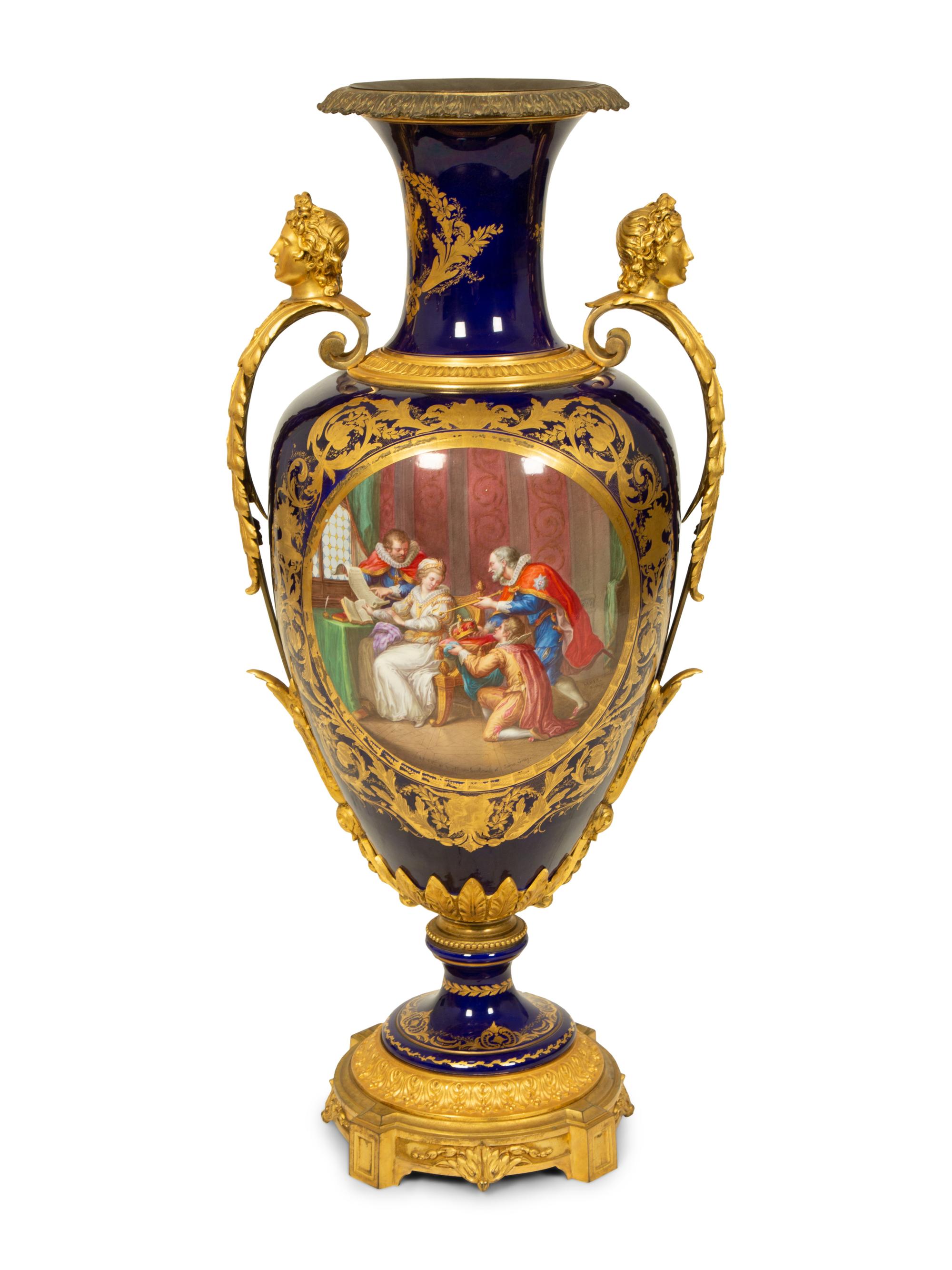 A Sevres Style Gilt Bronze Mounted Porcelain Covered Urn — 19TH CENTURY