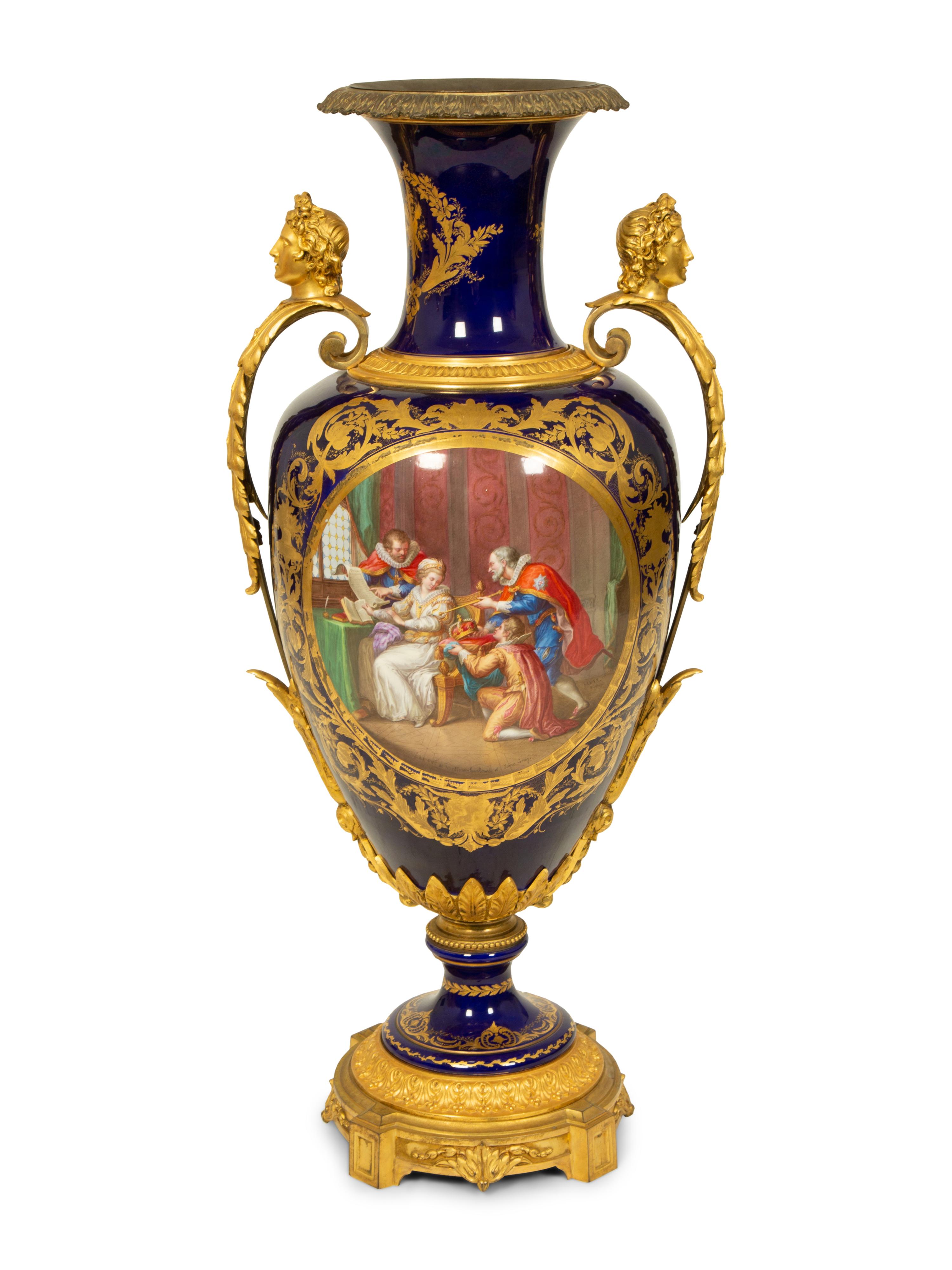 A Sevres Style Gilt Bronze Mounted Porcelain Covered Urn — 19TH CENTURY