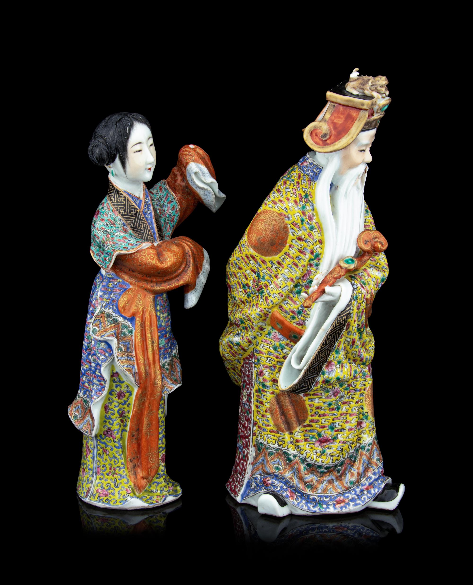Two Chinese Famille Rose Porcelain Immortal Figures