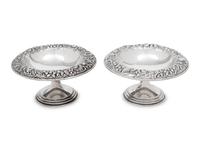 A Pair of S. Kirk and Son Silver Repoussé Compotes