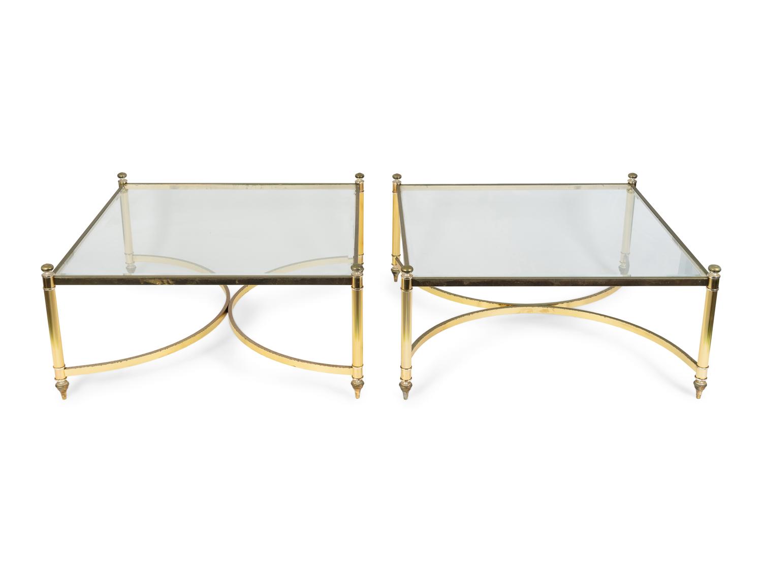 A Pair of Neoclassical Style Gilt Metal and Glass Coffee Tables — 20TH CENTURY