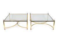 A Pair of Neoclassical Style Gilt Metal and Glass Coffee Tables — 20TH CENTURY
