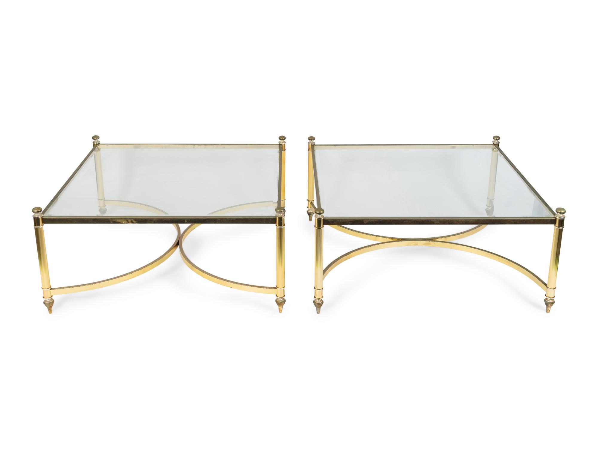 A Pair of Neoclassical Style Gilt Metal and Glass Coffee Tables — 20TH CENTURY