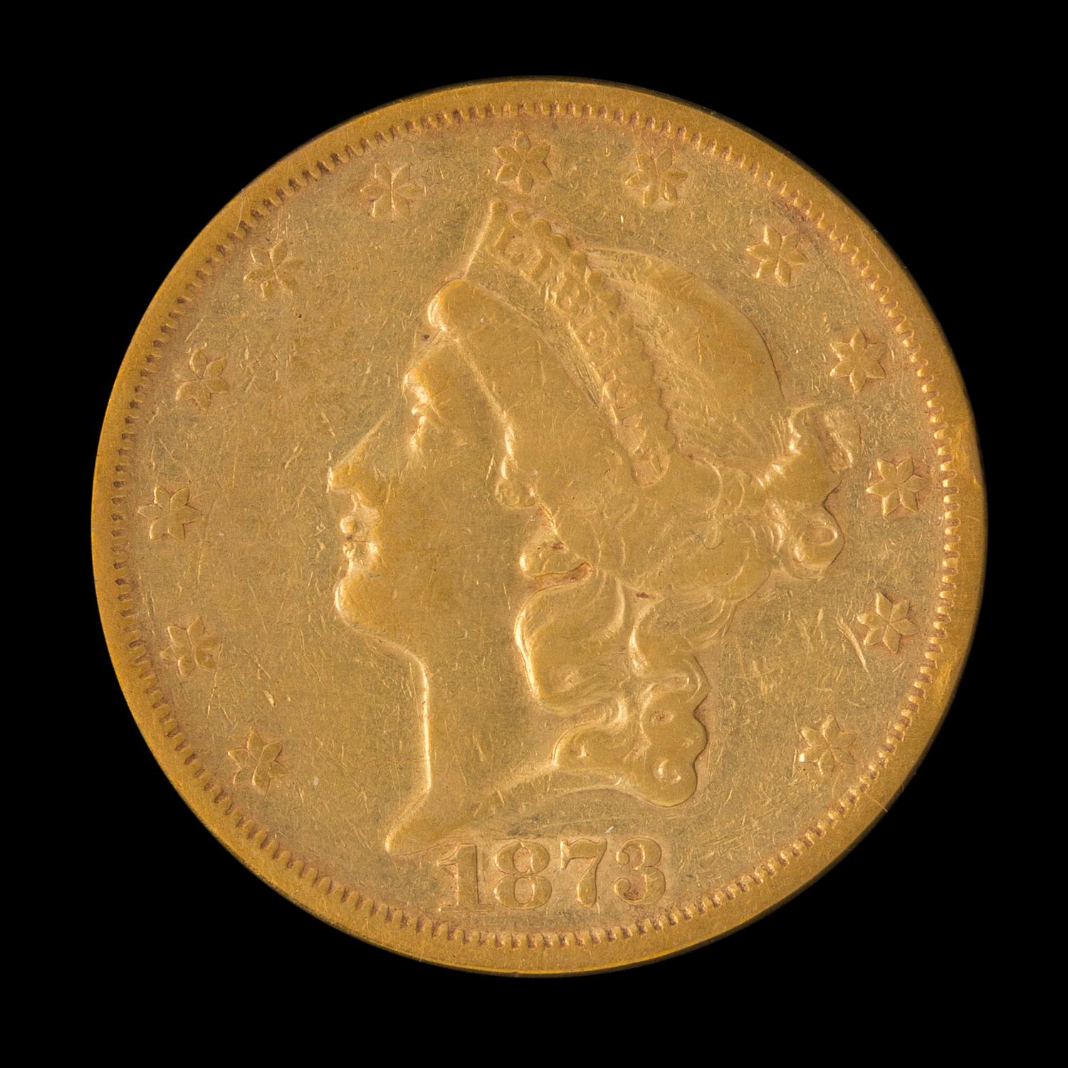 A United States 1873-S Liberty Head: Closed 3 $20 Gold Coin