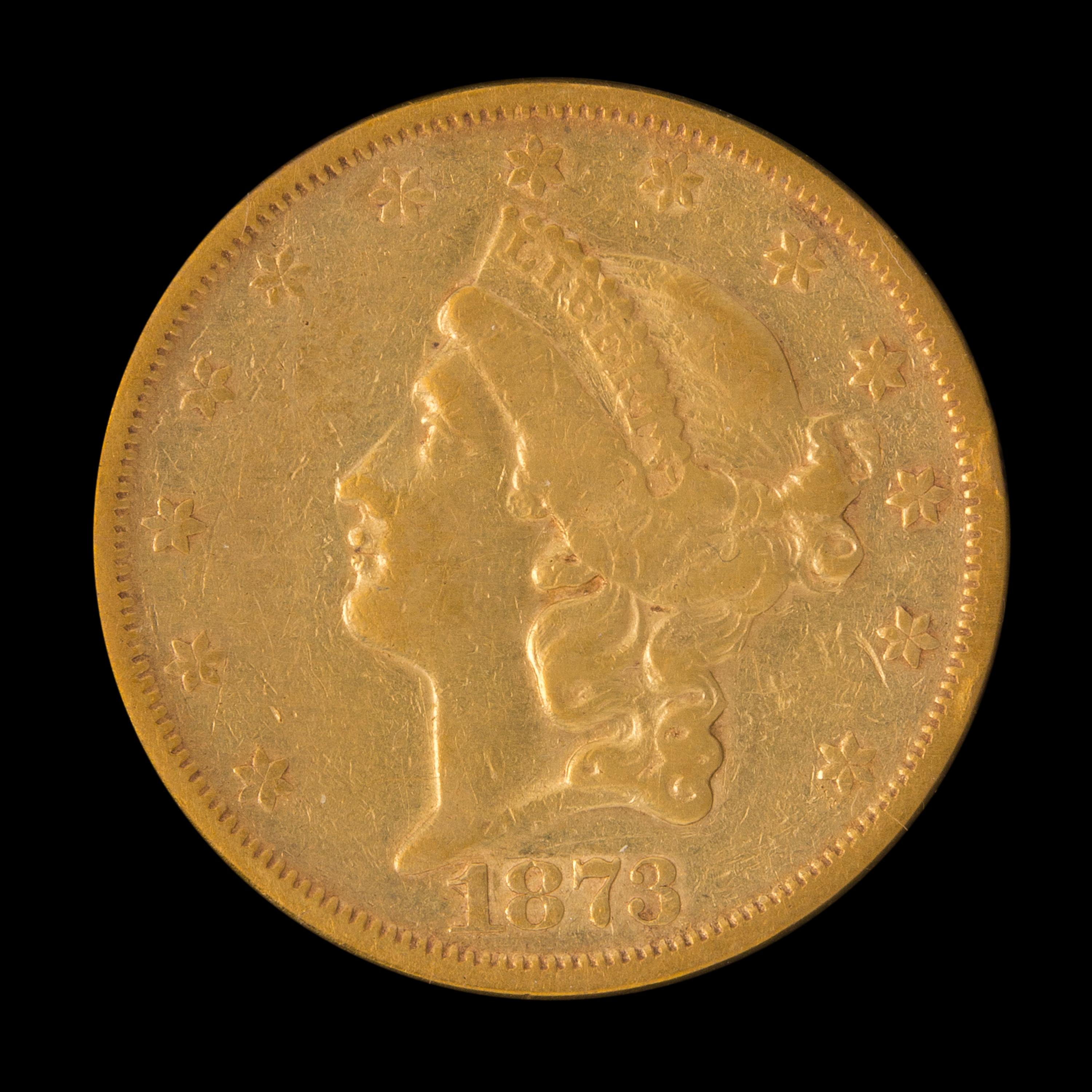 A United States 1873-S Liberty Head: Closed 3 $20 Gold Coin