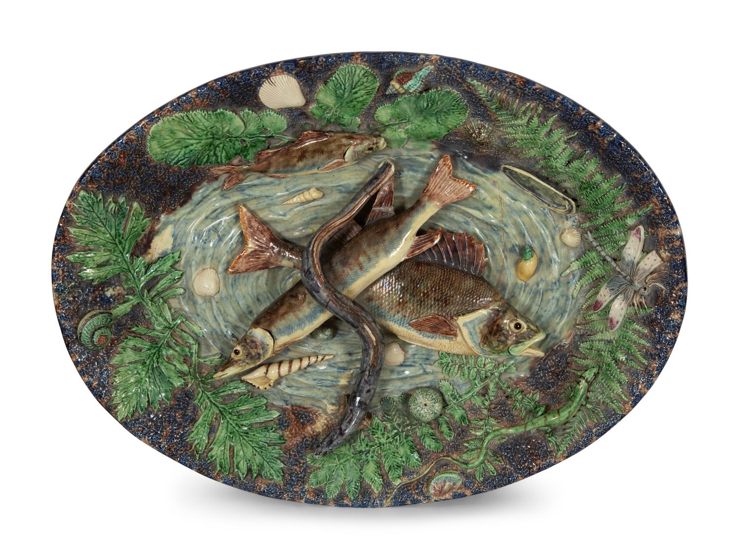 A Large Majolica Plate in the Style of Palissy