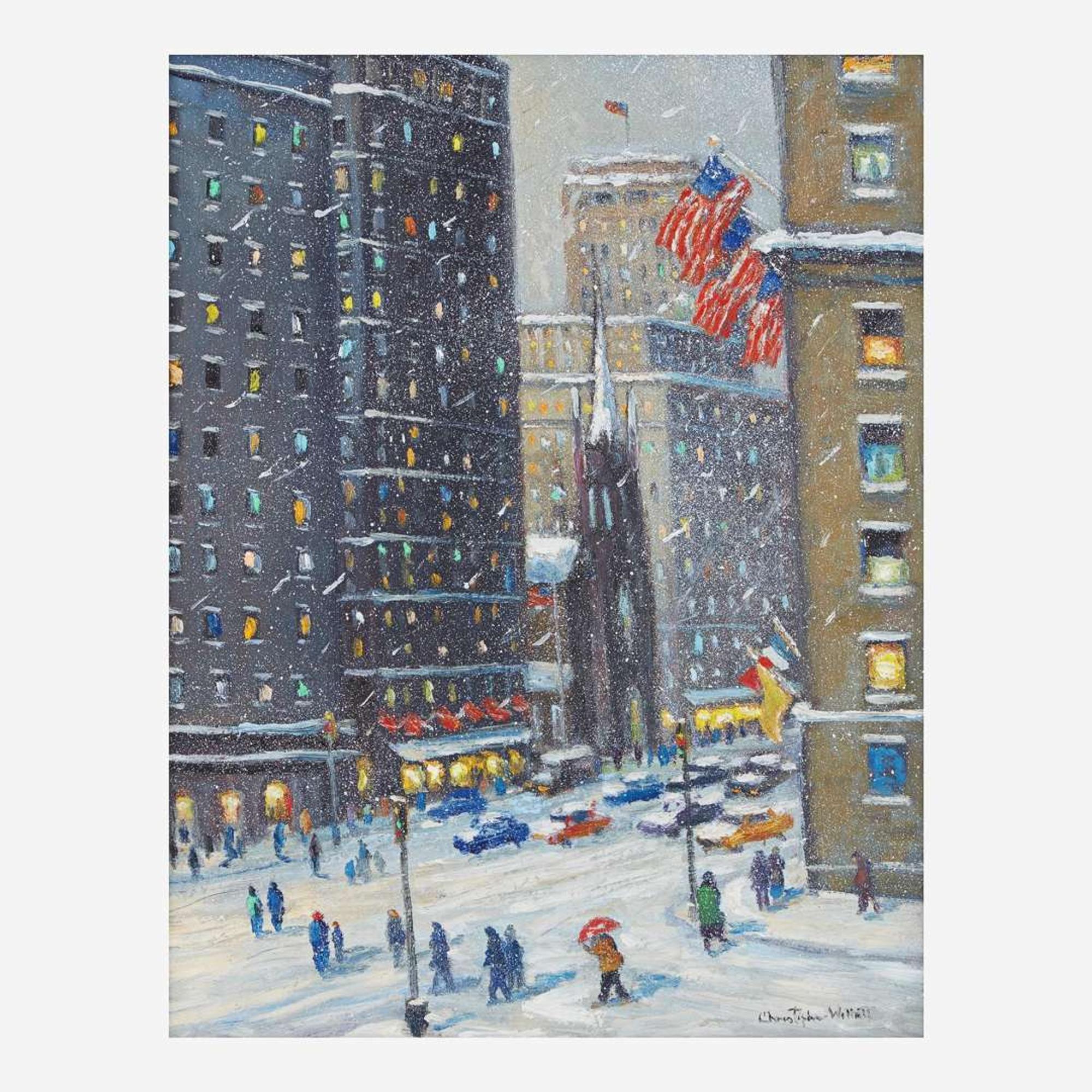 Christopher Willett (American, B. 1959) Fifth Avenue Looking Towards Trinity Church