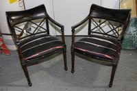 A Pair of Lacquered Open Arm Chairs Height 34 inches. — 20TH CENTURY