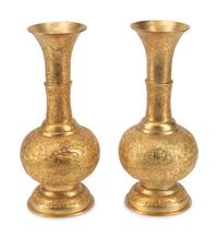 A Pair of Chinese Gilt Bronze Vases