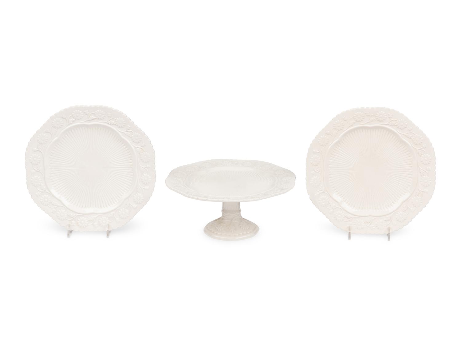 Three Mottahedeh Chalkware Dessert Service Articles