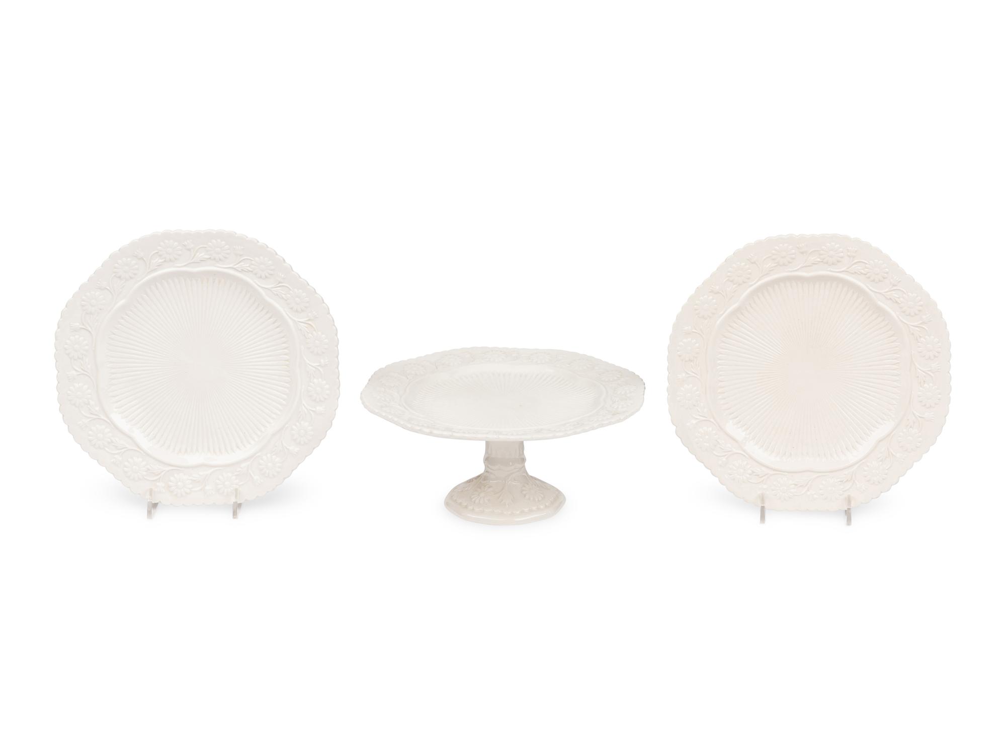 Three Mottahedeh Chalkware Dessert Service Articles