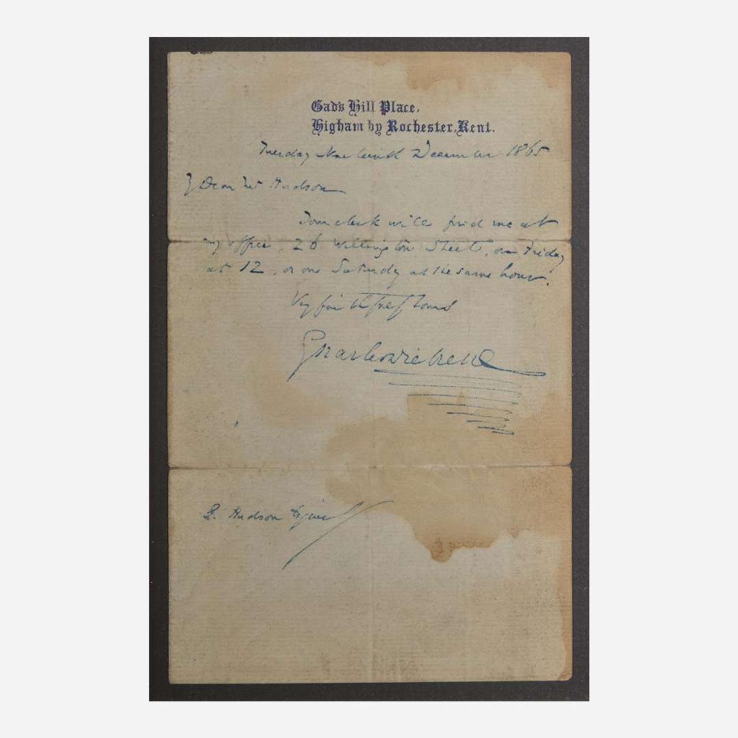 [Literature] Dickens, Charles Autograph Letter, signed
