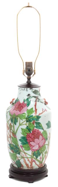 A Chinese Porcelain Table Lamp Height of first overall 29 inches. — 20TH CENTURY